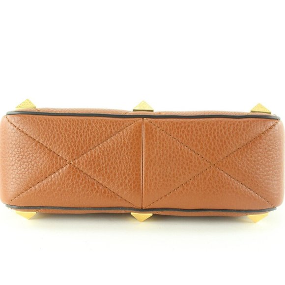 Valentino Caramel Brown Roma Stud 2way Crossbody Hammered GHW 1VAL0509 - Picture 9 of 12